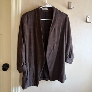 Babaton Checkered Blazer in Brown and Black